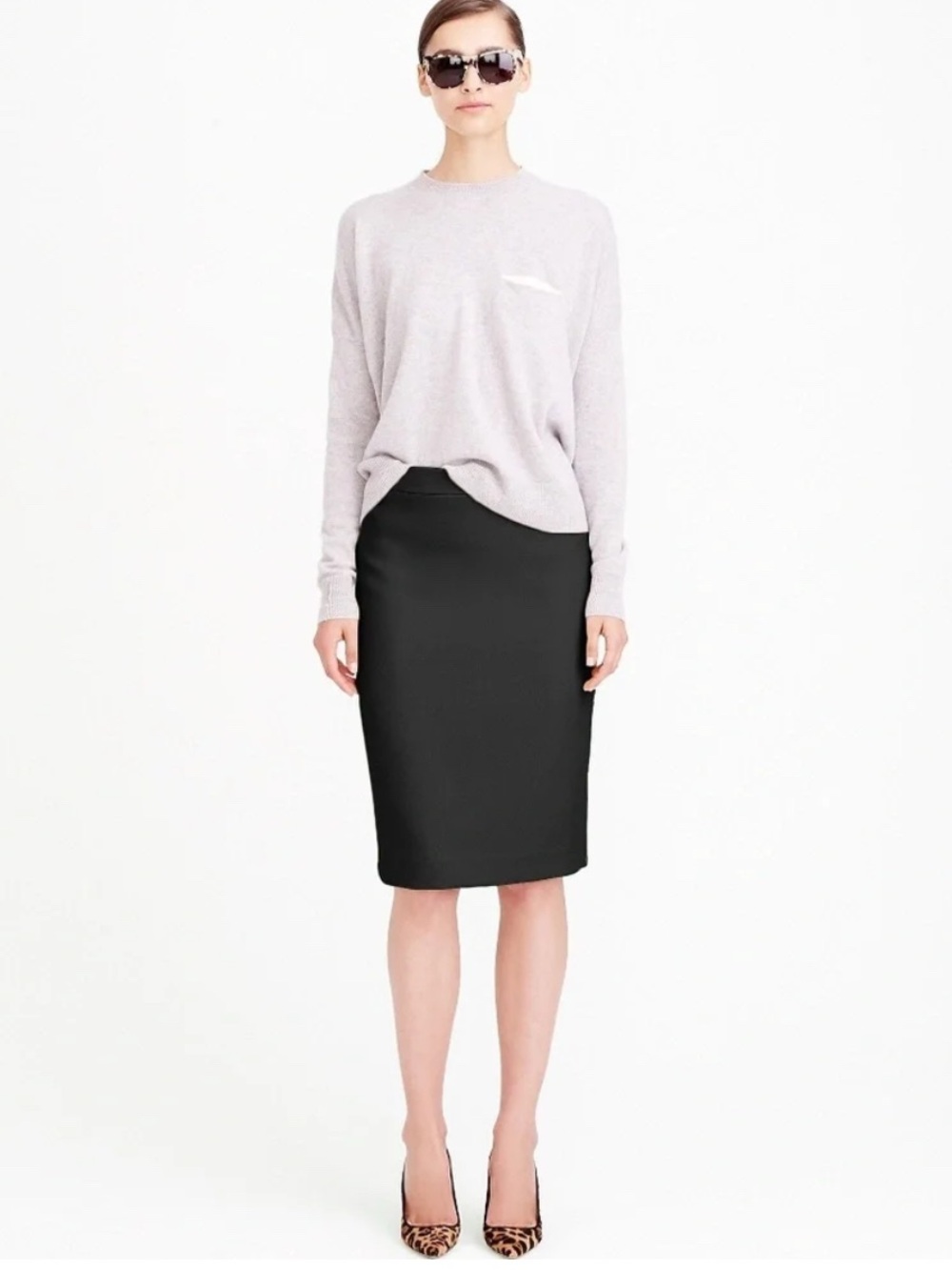J.Crew No. 2 Double serge Wool Pencil Skirt Black Size 6